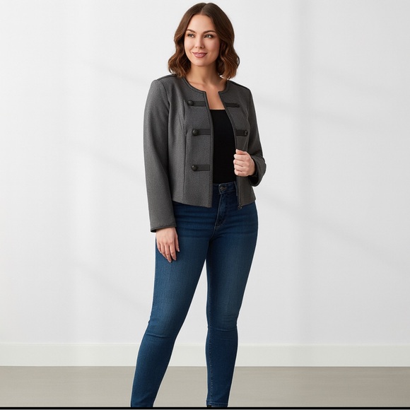 Torrid Womens Blazer 1X Gray Military Style Jacket Cropped Casual  Fall - Picture 5 of 10